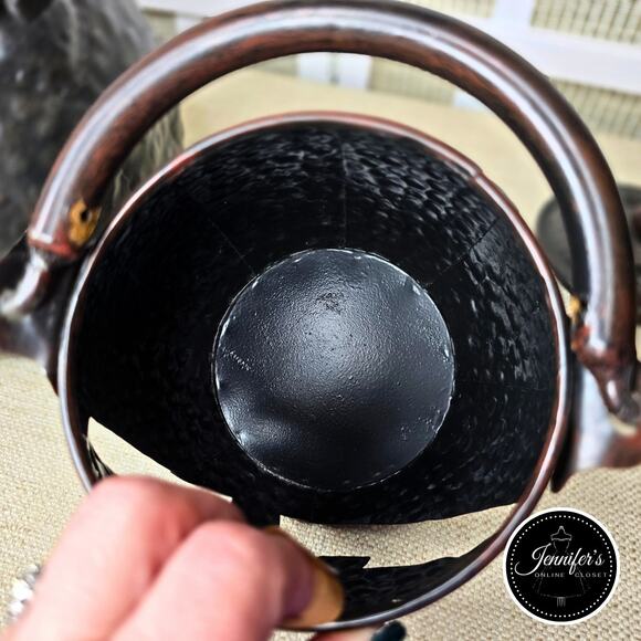 Set of (2) Pumpkin Jack O' Lantern Bronze Hammered Pails/Cauldrons with Handles - Picture 8 of 13